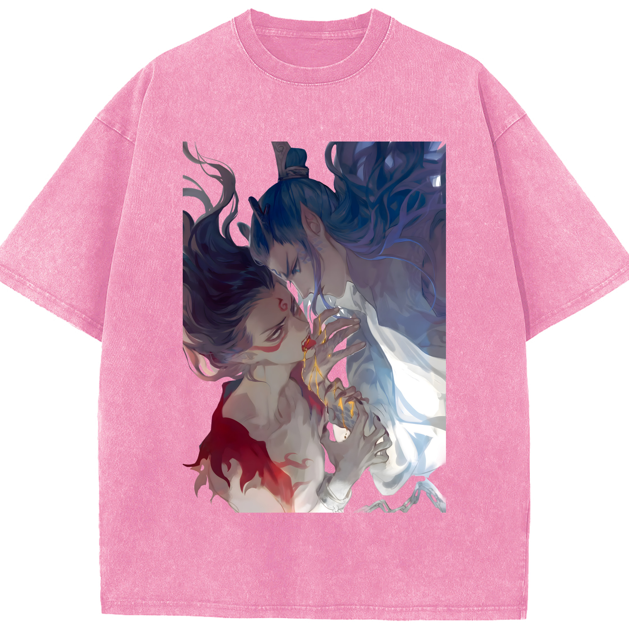 （画像用） Ne Zha 2 ナタ 魔童の大暴れ 綿100% ヴィンテージ風 半袖Tシャツ（フロントプリント）